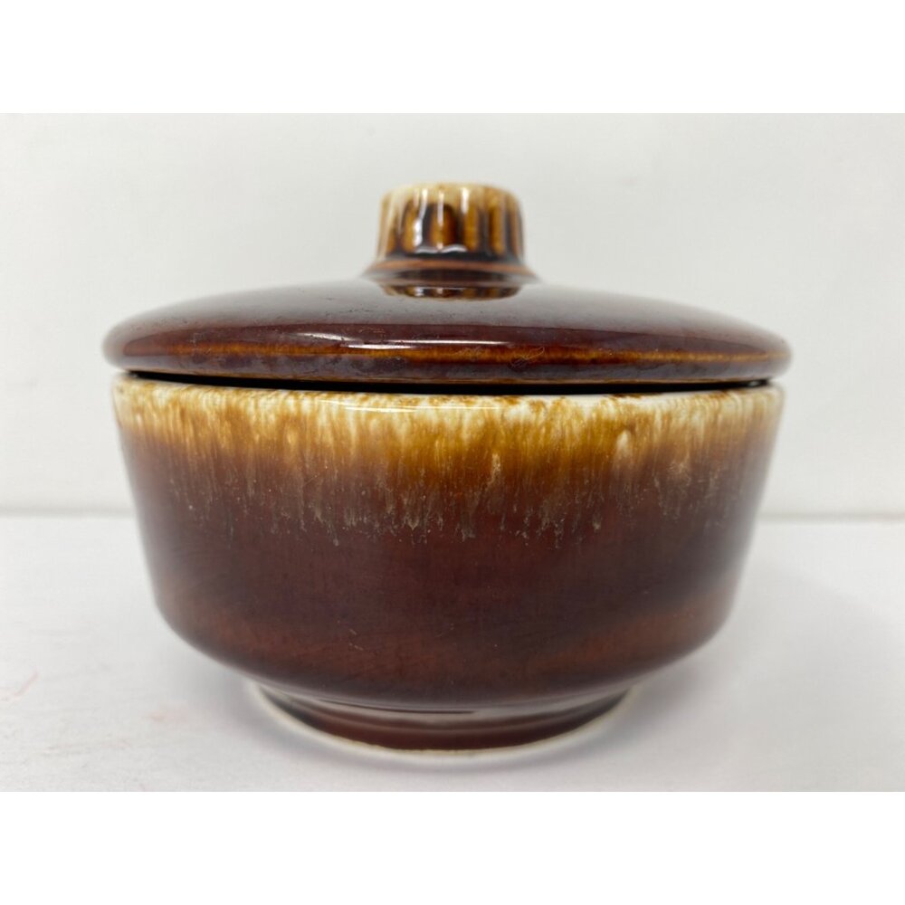 Set of 2 Vintage Hull Oven Proof USA With Handle and Lid Brown Drip Glaze 8 Oz - Picture 7 of 13